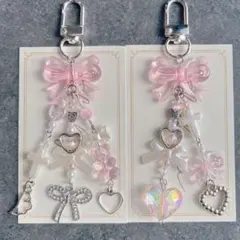 ビーズキーホルダー y2k 韓国 pink ♡ No.380