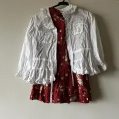 ピンクハウス赤いフラワープリントワンピースとジャケット