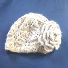 grace hats 花モチーフ ニット帽 ベージュのサムネイル
