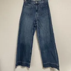 H&M ワイドデニムパンツ EUR38 M相当 ハイウエスト ブルー