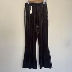 146. 新品　ジャージ　パンツ　ダークブラウン ベルベット フレアパンツ