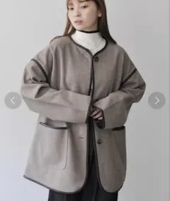 moitytto ノーカラーボアミドルコート チャコールグレー - メルカリ