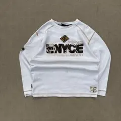 y2k ENYCE 長袖カットソー 短丈ワッフルロンT 刺繍 archive 白