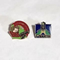 フランス 赤いリボン 女の子 ハート ドイツ VARTA ピンズ 2点セット