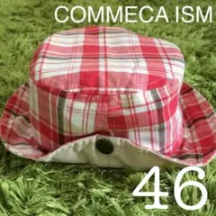 コムサイズム 帽子 46センチ チェック ベビー 赤 レッド キャップ 男女兼用