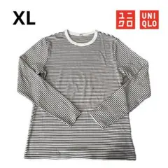 UNIQLO ソフトリブボーダークルーネックT XL オフホワイト