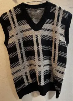 チェック柄ニットベスト