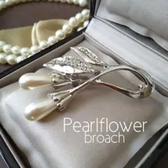ヴィンテージ フラワー カラーブローチ パール 真珠 雫型 入学式 卒業式