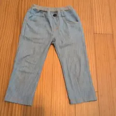 ライトブルー デニム風 ストレートパンツ
