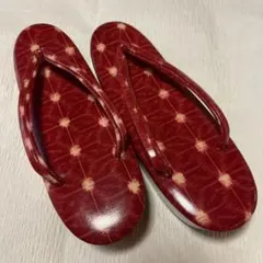 草履 赤 絣模様 和装履物