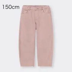 GU ジーユー GIRLSバレルレッグジーンズ 150cm ピンク