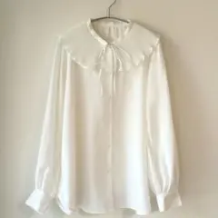GU プリーツカラー 長袖ブラウス♡ホワイト Lサイズ