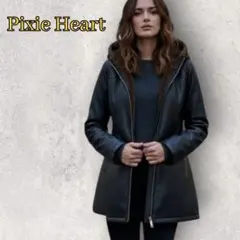 ✨美品✨ピクシーハート　レザー調　コート 　フード　アウター　ライダース　ボア