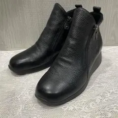 極美品✨Beau Fort サイドジップ ボア 本革 黒 コンフォート 外反母趾