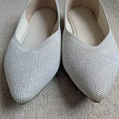 〈シルバー〉GU　ウォッシャブルニットフラットパンプス【23.5】