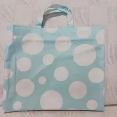 小さめ手提げ絵本袋　道具袋　水色ドット柄　30×25　c6
