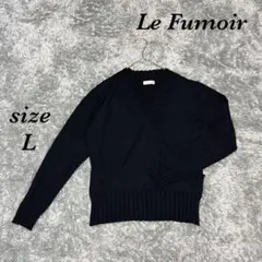 ラフモア (L) 薄手 カシュクール ニット セーター Vネック 毛混 リブ編み