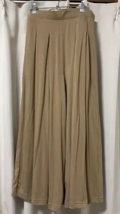 ニットタックワイドパンツ ベージュ ブラウン