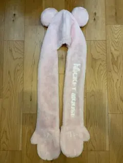 ミッキーマウス フリーススカーフ ピンク