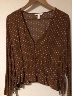 H&M ドット柄長袖ブラウス