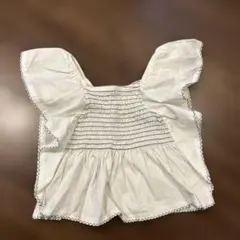 ZARA ザラキッズ120 ホワイト フリル袖 ギャザー トップス