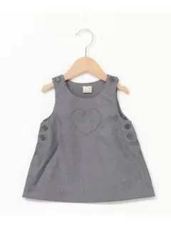 petit main グレー ハート刺繍 ワンピース