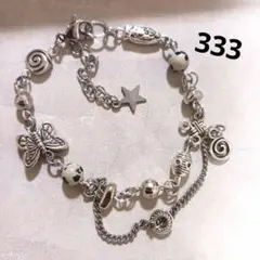 シルバー系ビーズブレスレット フェアリーグランジ Y2K ダークコア グランジ