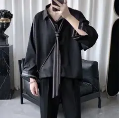 メンズ トップス ネクタイ付き シャツ モード コスプレ 韓国ファッション