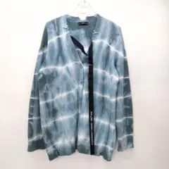 DIESEL タイダイ ダメージ加工 ニットカーディガン ブルー グリーン XS