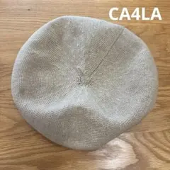 【CA4LA】ベージュ チョボ付　リネン　ベレー帽