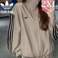 adidas チェック柄 トラックジャケット 2XL - メルカリ