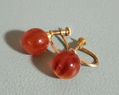 琥珀　イヤリング　球形