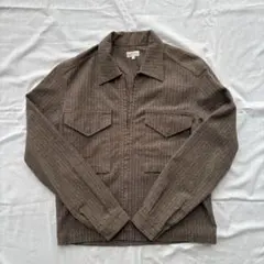 90s~ ストライプ柄 ブラウン ジャケット Mサイズ相当 フロントポケット付き