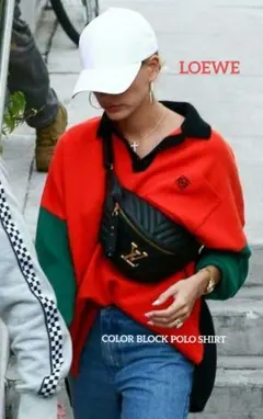 LOEWE☆ロエベ／ニット カラーブロック ポロシャツ