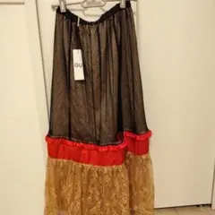 GU × UNDERCOVER コラボ 切替 レース ロング ギャザー スカート