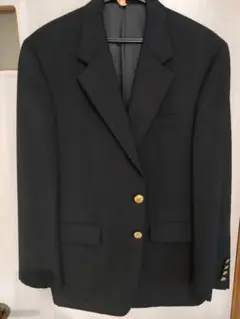●美品　ウール100％　紺ブレザーシングル金ボタン2個
