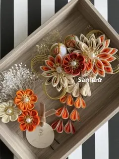 T-1219 つまみ細工 髪飾り 水引 成人式 卒業式 結婚式 七五三 髪飾り