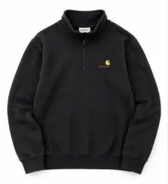 【即発送】Carhartt ハーフジップ スウェット ブラック ワンポイントロゴ