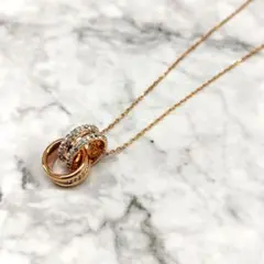 スワロフスキー SWAROVSKI ダブルリング ネックレス ゴールド