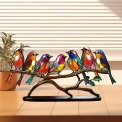 鳥 枝 装飾品 ハチドリ テーブル アート 誕生日 置物 インテリア ステンド