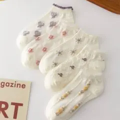 スニーカーソックス　フリル　花柄　レディース　セット　まとめ売り