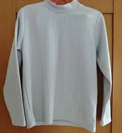 GLACIER ライトグレー ケーブル編み ハイネック リブニット Lサイズ
