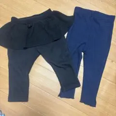 スカート付きレギンスとリブ編みレギンスセット