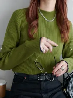 【DISCOAT】モチモチリブパイピングハイネック