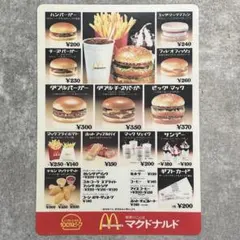 推定1982〜1988年 マクドナルド メニュー表下敷き 新京極店 ヴィンテージのサムネイル