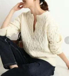 SLOBE IENA スローブイエナ ニット ケーブルニット キーネック