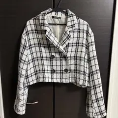 アベイル SUREVE チェック柄 ツイード クロップドジャケット モノトーン