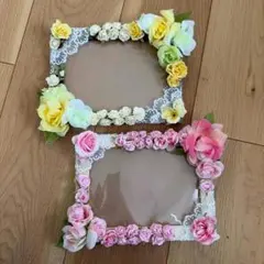 花飾り付きフォトフレーム2個セット