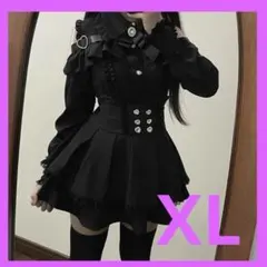 ブラック セットアップ　地雷系　ゴシック風　量産型　　LL　ゴスロリ 黒