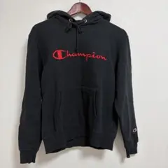 Champion ブラック フード付きパーカー